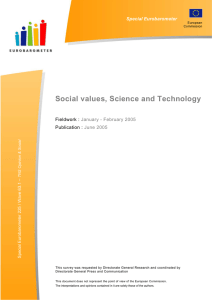 Social values, Science and Technology Special Eurobarometer Fieldwork : Publication :