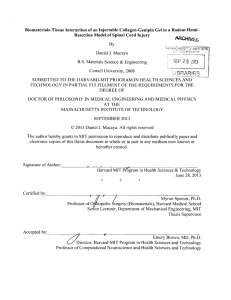 Biomaterials-Tissue  Interaction of an Injectable Collagen-Genipin  Gel ... Resection  Model  of Spinal  Cord Injury