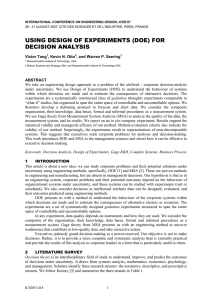 USING DESIGN OF EXPERIMENTS (DOE) FOR DECISION ANALYSIS Victor Tang