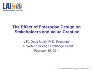 The Effect of Enterprise Design on Stakeholders and Value Creation