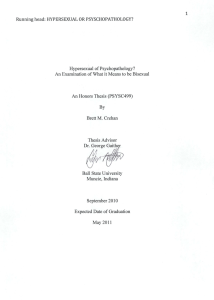 Running head: HYPERSEXUAL OR PSYSCHOPATHOLOGY? Hypersexual of Psychopathology? An