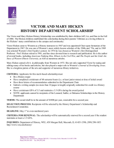 VICTOR AND MARY HICKEN HISTORY DEPARTMENT SCHOLARSHIP