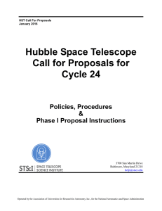 Hubble Space Telescope Call for Proposals for Cycle 24 Policies, Procedures