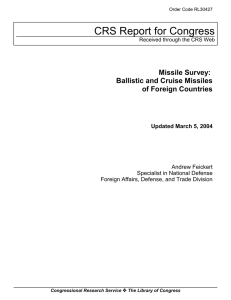 CRS Report for Congress Missile Survey: Ballistic and Cruise Missiles of Foreign Countries