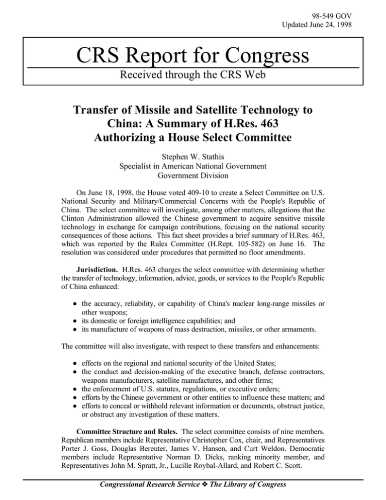 congressional research service (crs) report