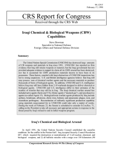 CRS Report for Congress Iraqi Chemical &amp; Biological Weapons (CBW) Capabilities
