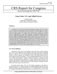 CRS Report for Congress Iraq Crisis: U.S. and Allied Forces Summary