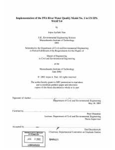 Implementation of  the IWA River Water Quality  Model ... WASP 5.0