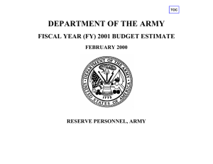 DEPARTMENT OF THE ARMY FISCAL YEAR (FY) 2001 BUDGET ESTIMATE FEBRUARY 2000