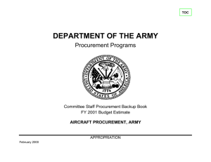 DEPARTMENT OF THE ARMY Procurement Programs Committee Staff Procurement Backup Book