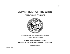 DEPARTMENT OF THE ARMY Procurement Programs Committee Staff Procurement Backup Book