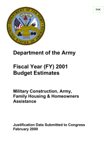 Department of the Army Fiscal Year (FY) 2001 Budget Estimates