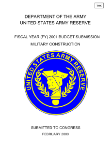 DEPARTMENT OF THE ARMY UNITED STATES ARMY RESERVE MILITARY CONSTRUCTION