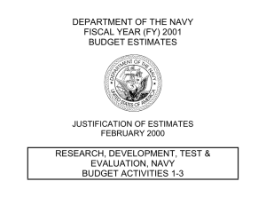 DEPARTMENT OF THE NAVY FISCAL YEAR (FY) 2001 BUDGET ESTIMATES