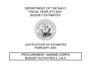 DEPARTMENT OF THE NAVY FISCAL YEAR (FY) 2001 BUDGET ESTIMATES PROCUREMENT, MARINE CORPS