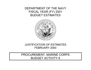 DEPARTMENT OF THE NAVY FISCAL YEAR (FY) 2001 BUDGET ESTIMATES PROCUREMENT, MARINE CORPS