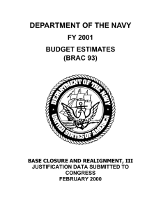 DEPARTMENT OF THE NAVY FY 2001 BUDGET ESTIMATES (BRAC 93)