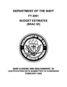 DEPARTMENT OF THE NAVY FY 2001 BUDGET ESTIMATES (BRAC 95)