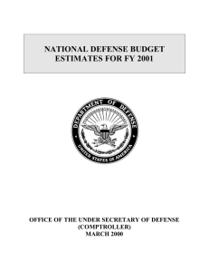 NATIONAL DEFENSE BUDGET ESTIMATES FOR FY 2001 (COMPTROLLER)