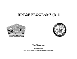 RDT&amp;E PROGRAMS (R-1) Fiscal Year 2001  February 2000