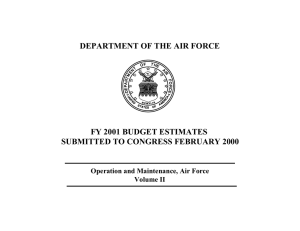 DEPARTMENT OF THE AIR FORCE FY 2001 BUDGET ESTIMATES