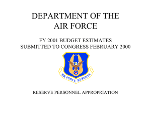 DEPARTMENT OF THE AIR FORCE FY 2001 BUDGET ESTIMATES