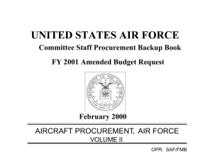 , AIRCRAFT PROCUREMENT  AIR FORCE Committee Staff Procurement Backup Book