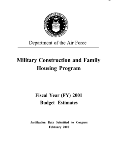 Military Construction and Family Housing Program Fiscal Year (FY) 2001 Budget Estimates