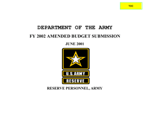 DEPARTMENT OF THE ARMY FY 2002 AMENDED BUDGET SUBMISSION  JUNE 2001