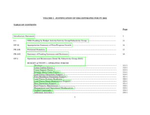 VOLUME I - JUSTIFICATION OF OMA ESTIMATES FOR FY 2002  Page