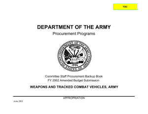 DEPARTMENT OF THE ARMY Procurement Programs WEAPONS AND TRACKED COMBAT VEHICLES, ARMY