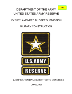 DEPARTMENT OF THE ARMY UNITED STATES ARMY RESERVE MILITARY CONSTRUCTION