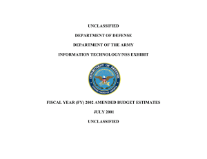 UNCLASSIFIED  DEPARTMENT OF DEFENSE DEPARTMENT OF THE ARMY