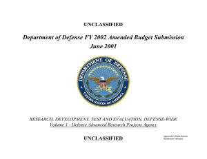 Department of Defense FY 2002 Amended Budget Submission June 2001 UNCLASSIFIED