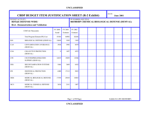 CBDP BUDGET ITEM JUSTIFICATION SHEET (R-2 Exhibit)