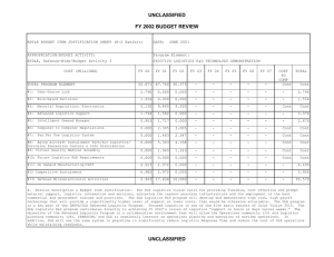 UNCLASSIFIED  FY 2002 BUDGET REVIEW