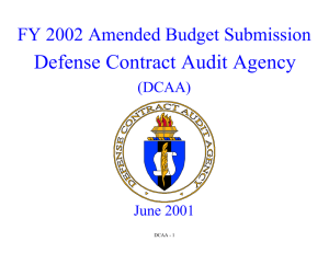 Defense Contract Audit Agency FY 2002 Amended Budget Submission (DCAA) June 2001