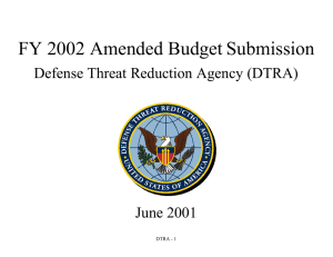 FY 2002 Amended Budget Submission  Defense Threat Reduction Agency (DTRA)