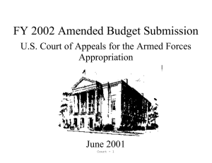 FY 2002 Amended Budget Submission Appropriation June 2001
