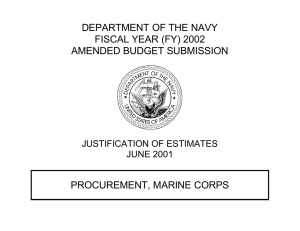 DEPARTMENT OF THE NAVY FISCAL YEAR (FY) 2002 AMENDED BUDGET SUBMISSION