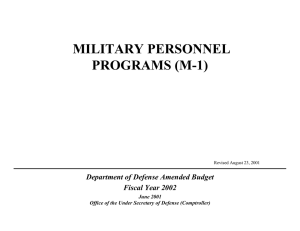 MILITARY PERSONNEL PROGRAMS (M-1) Department of Defense Amended Budget Fiscal Year 2002