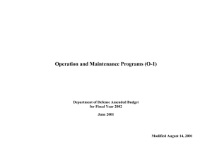 Operation and Maintenance Programs (O-1) Department of Defense Amended Budget