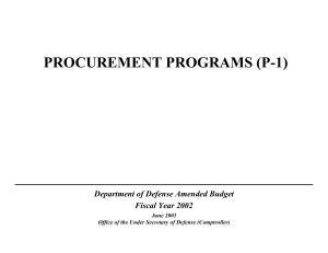 PROCUREMENT PROGRAMS (P-1) Department of Defense Amended Budget Fiscal Year 2002 June 2001