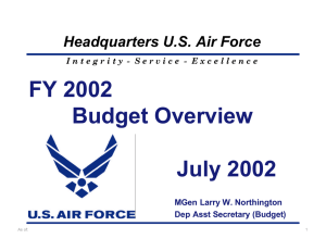 FY 2002 Budget Overview July 2002 Headquarters U.S. Air Force