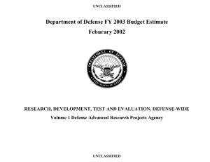 Department of Defense FY 2003 Budget Estimate Feburary 2002