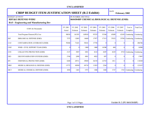 CBDP BUDGET ITEM JUSTIFICATION SHEET (R-2 Exhibit)