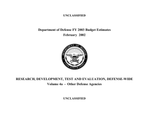 Department of Defense FY 2003 Budget Estimates February  2002