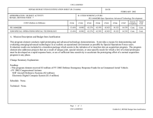 RDT&amp;E BUDGET ITEM JUSTIFICATION SHEET (R-2 Exhibit) DATE FEBRUARY 2002 R-1 ITEM NOMENCLATURE