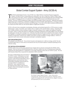 T Global Combat Support System - Army (GCSS-A) ARMY PROGRAMS