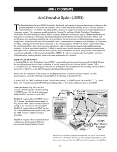 T Joint Simulation System (JSIMS) ARMY PROGRAMS